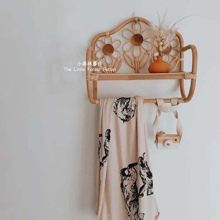 

Nordic Style Rattan Wall Hanging Storage Rack Entrance Storage Creative Trending Small Flower Stand