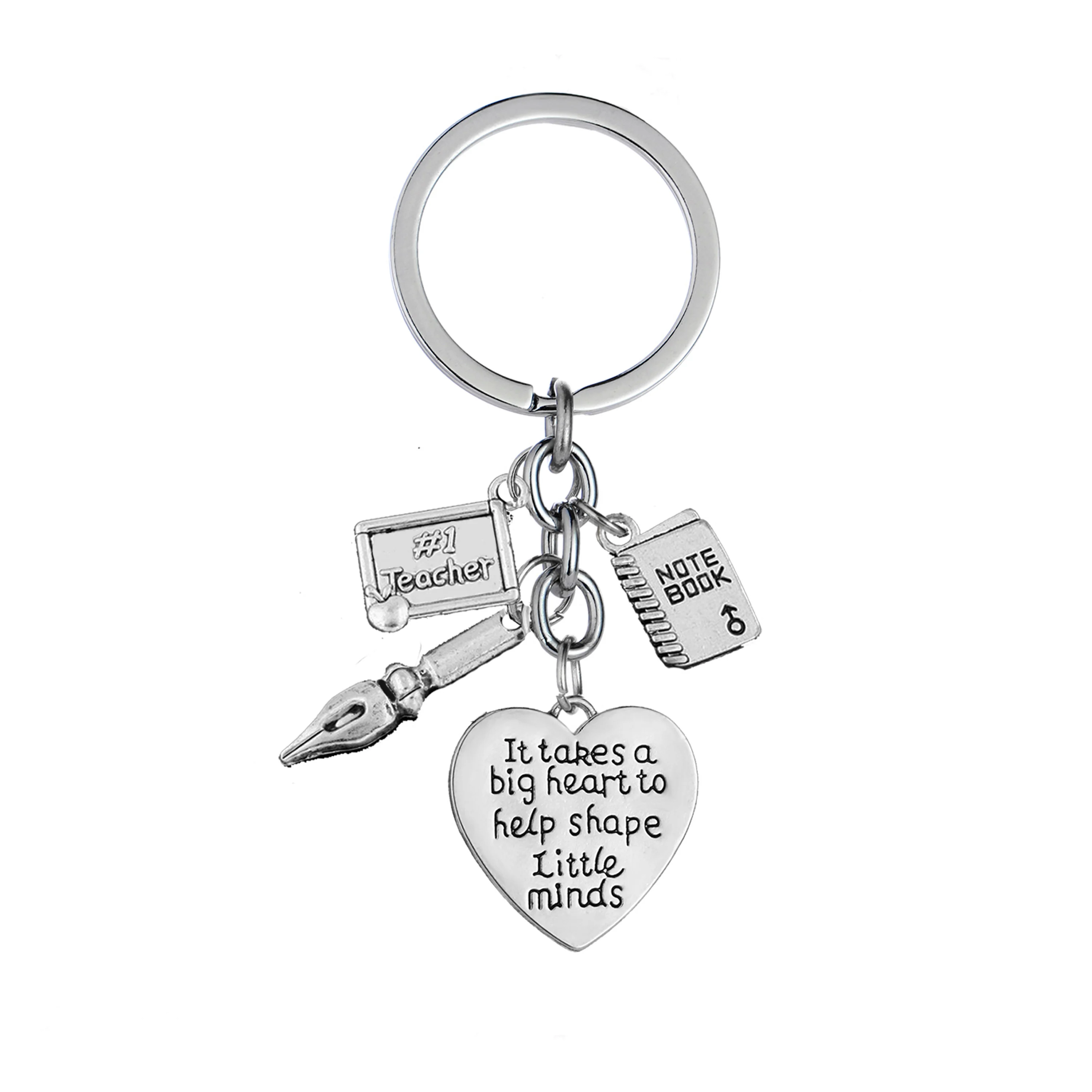 It Takes A Big Heart To Help Shape Little Minds Love Keyrings Teacher Pen Notebook Pendant Keychains Teachers Jewelry Gift | Украшения и