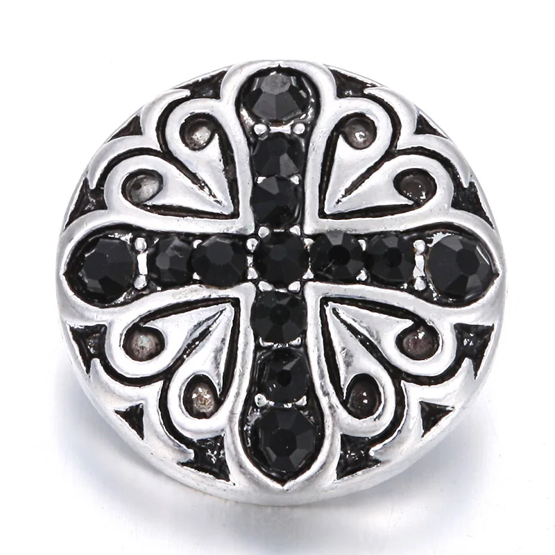 6 шт./лот новинка 18 мм металлические кнопки ювелирное изделие черный цветок со