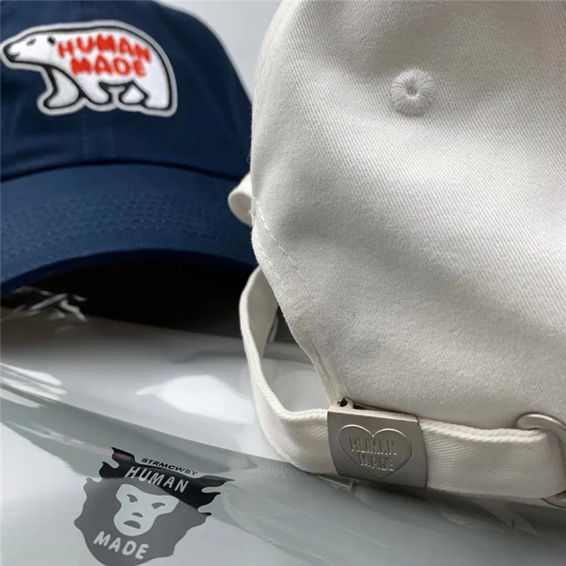 

bear Embroidery Polar HUMAN MADE Baseball Caps Men Women High Quality Hat Skateboard Navy Blue Brown HUMAN MADE Caps