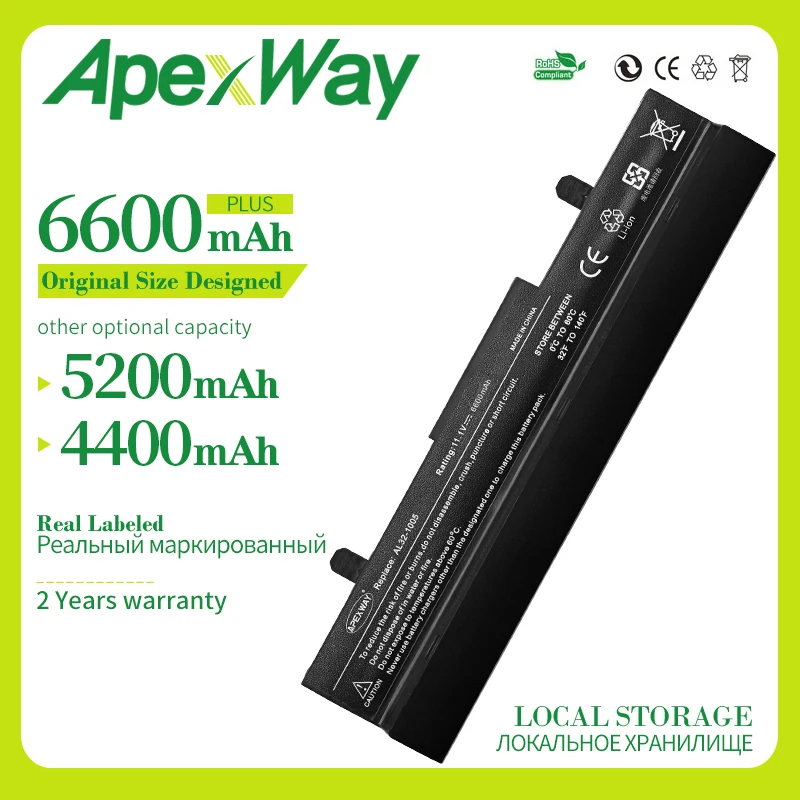 Аккумулятор Apexway для ноутбука 4400 мАч Asus Eee PC 1001P 1001PX 1005PX 1005 1005P 1005HA|laptop battery|laptop battery