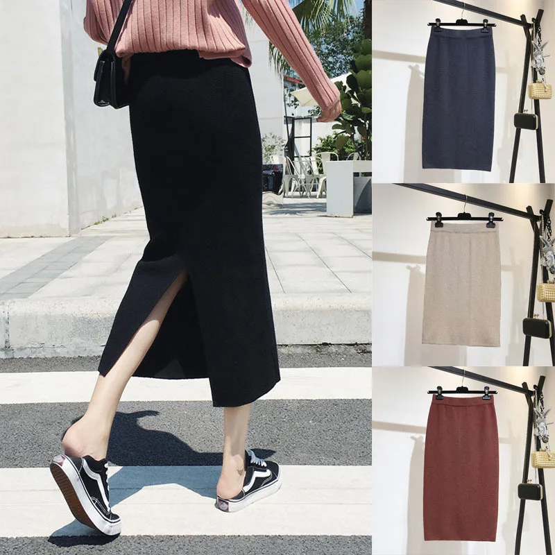 

Юбка женская трикотажная, до середины икры, с поясом на резинке