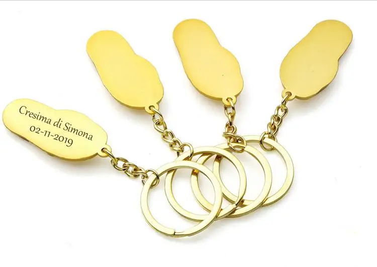 Бесплатный Логотип персонализированный брелок в форме тапочек золотого цвета с