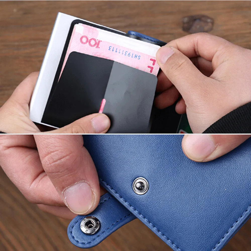 RFID автоматический кошелек кредитный держатель для карт чехол алюминиевый сплав анти-дегаузсинг Противоугонный RFID банк Кредитная карта из нержавеющей кошелек