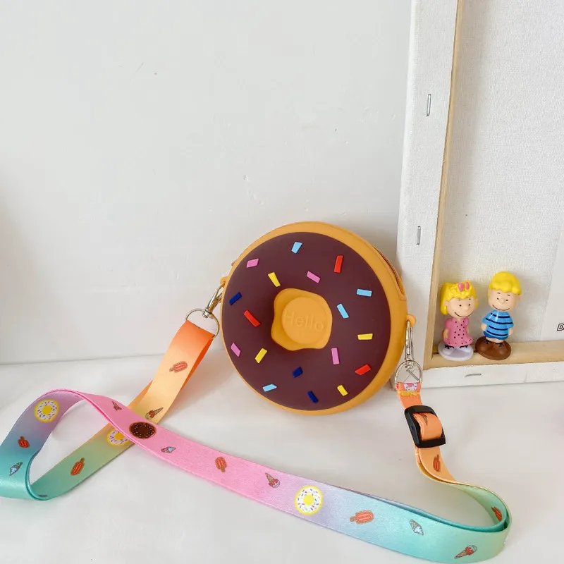 

Hot Sale High Quality Kawaii Mini Crossbody Bag Silica Donut Coin Purse Chain Change Wallet Keychain Children Accessories