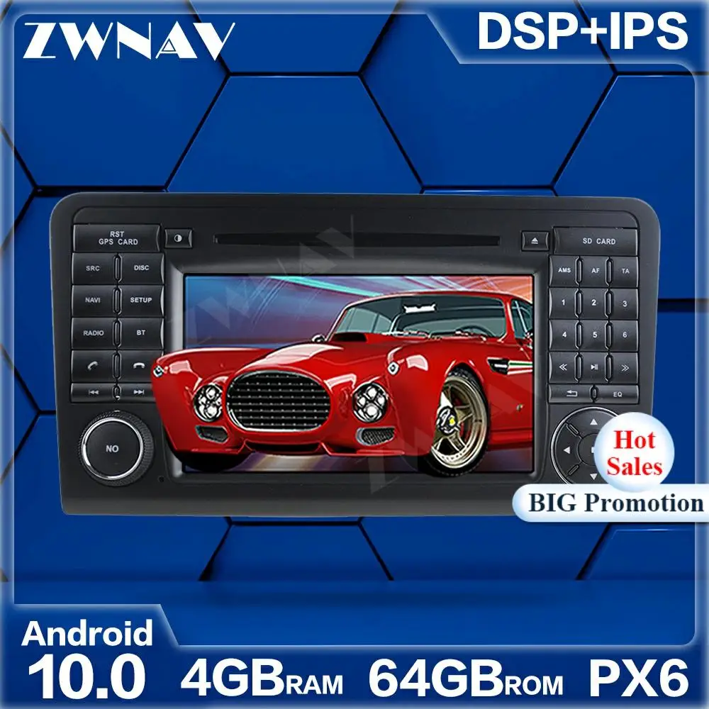 Автомобильный мультимедийный плеер PX6 64 ГБ Android 10 0 для Mercedes Benz GL ML CLASS W164 ML350 ML50 GPS