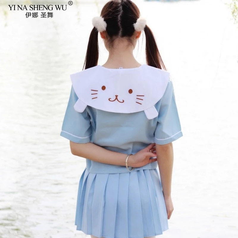 Свет сакуры розово-голубая японская школьная форма юбка костюм моряка униформа