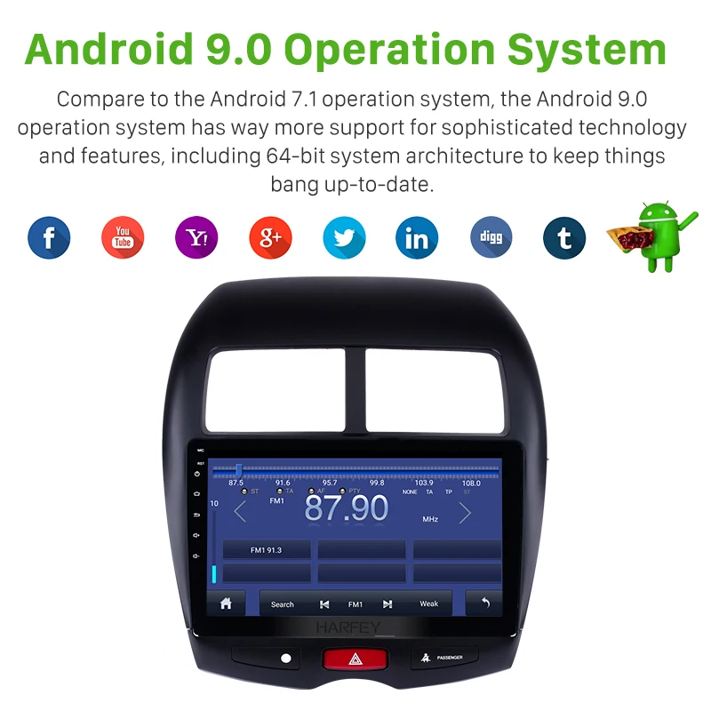 Harfey 10 1 &quotAndroid 9 0 автомобильный мультимедийный плеер GPS навигационная система для