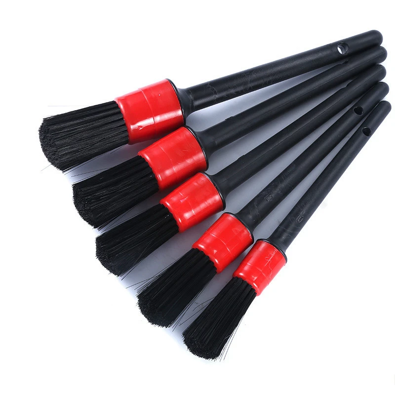 

5Pcs/Set Boar Hair Detail Brush Car air conditioning brush Cleaning Detailing Set Automotive Detailing Dirt Dust Clean Brush