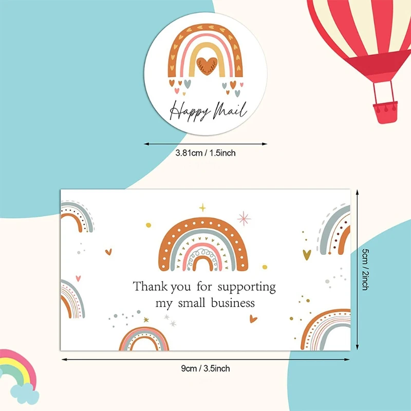 

50pc Rainbow Thank You Cards for supporting My Small Business Happy Mail Sticker
