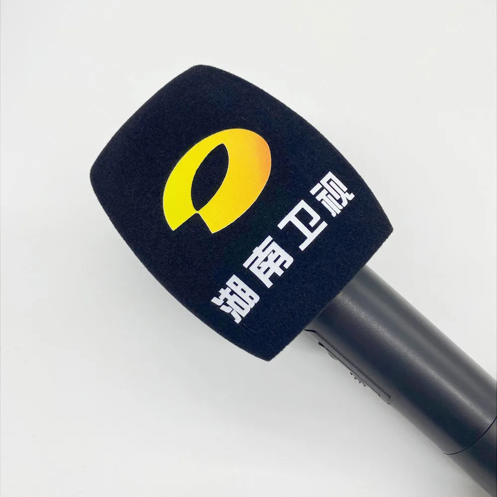 Personalizado da Espuma do Logotipo dos Pára-brisas do Microfone das Tampas de Impressão da Esponja do Microfone Reunindo para Estações de tv Entrevista dos Repórteres Pára-brisa Impressão Esponja do Microfone de da