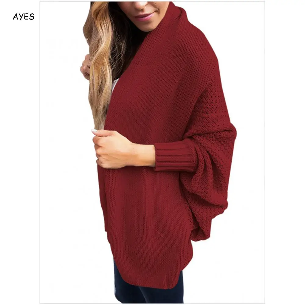 

2020 свитер с рукавом «летучая мышь», трикотажный кардиган, свитер для женщин, длинный рукав, большой размер, вязаный свитер, верхняя одежда, ж...