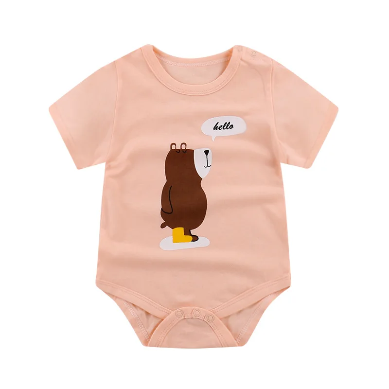 Комбинезон для младенцев с мультяшным рисунком летний хлопковый комбинезон