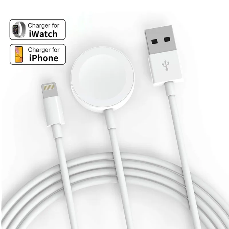 Магнитное Беспроводное зарядное устройство Qi 2 в 1 для Apple Watch Series 6 5 4 3 USB кабель