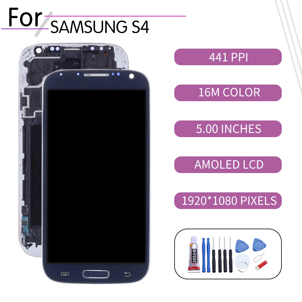 Оригинальный дигитайзер сенсорного ЖК-экрана в сборе для SAMSUNG Galaxy S4 дисплей с
