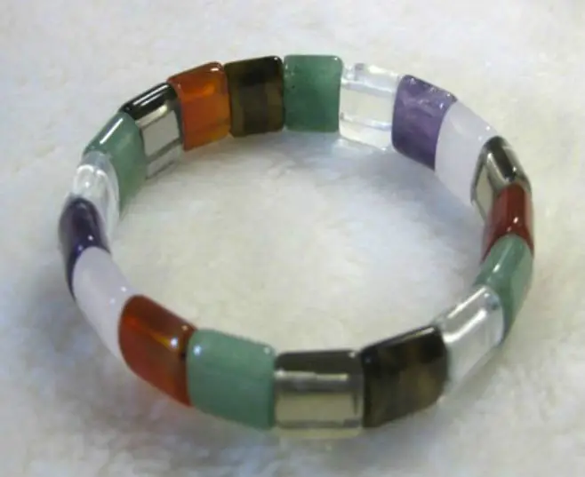 Женский очаровательный многоцветный камень эластичный браслет 5 30|Браслеты| |