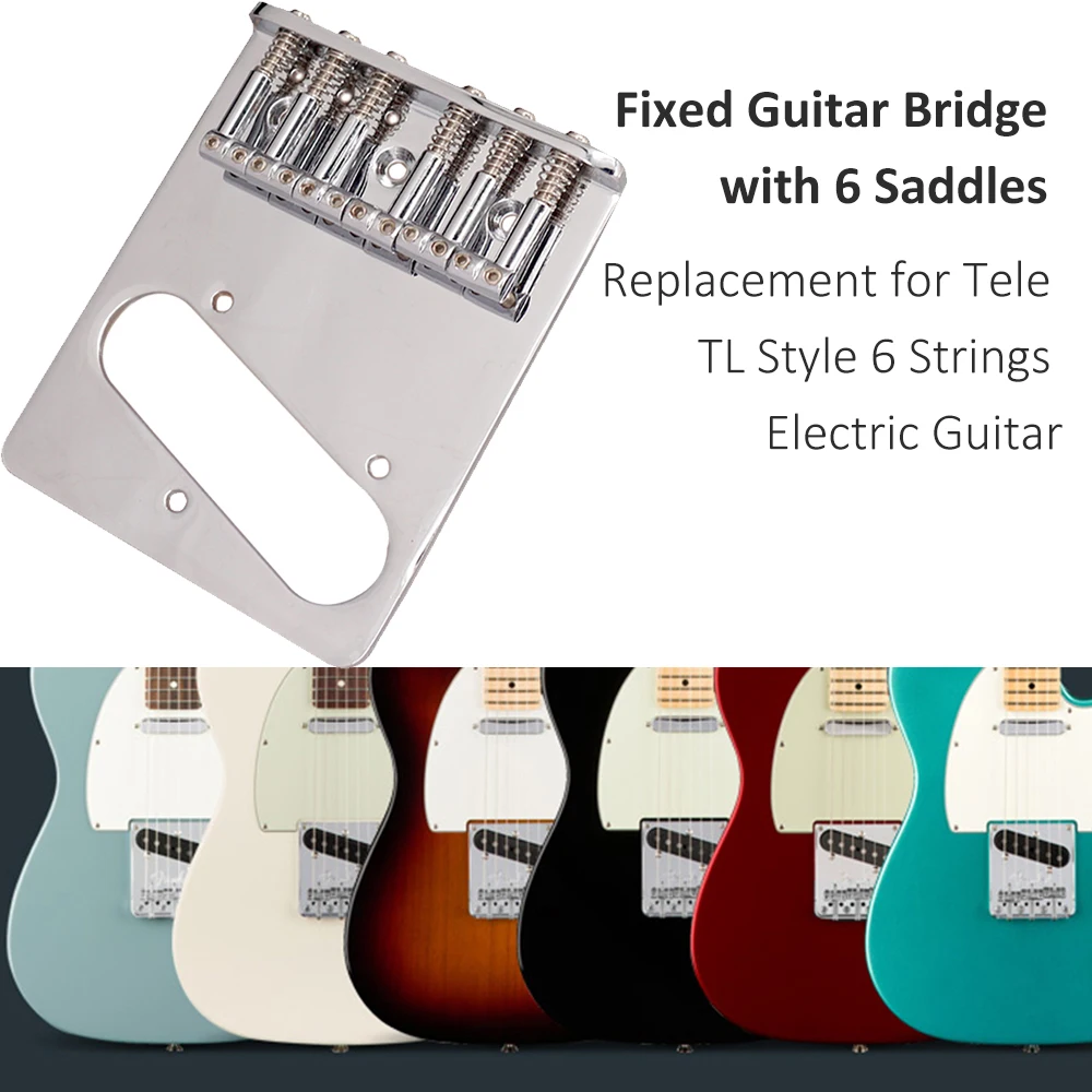 

Фиксированный гитарный мост с 6 сменными сиденьями для электрогитары Tele TL Style, 6 струн (серебристый), аксессуары для гитары