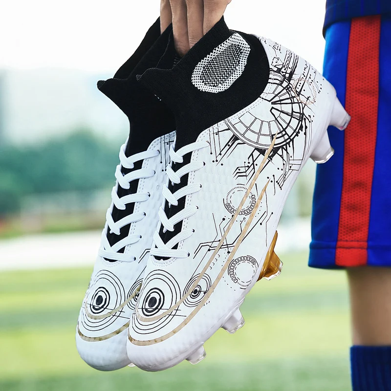 Мужские футбольные бутсы высокие кроссовки с высоким берцем длинными