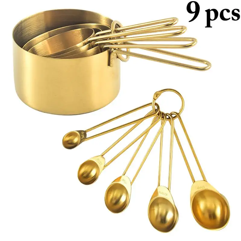 

9pcs High Quality Stainless Steel Measuring Spoon Set DIY Baking Spoon Measuring Cup Kitchen Measuring Tools Accessories