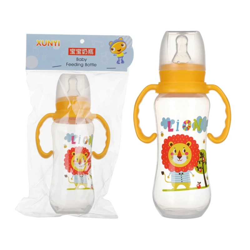 

240ml Baby Milk Feeding Bottles With Handle Silicone Bottles Gift Infant Drinking Water Bottle Kids Cup Shower Drying Rack