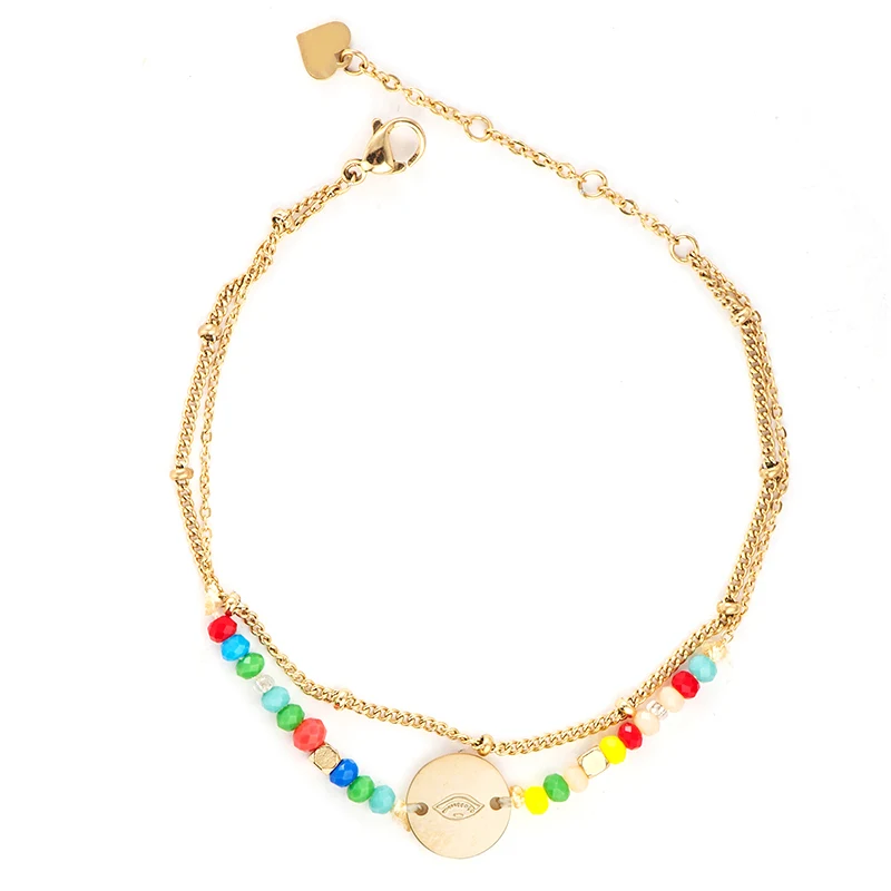 Wild &amp Free золото шарик из нержавеющей стали звено цепи браслеты для женщин 2 слоя