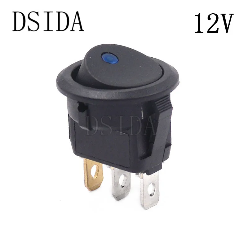 12V Blue Light ON/OFF Round Rocker Switch LED illuminated Car Dashboard Dash Boat Van 12V 24V / 6A 250V / 10A 125V 2/3/4PIN Switch 20MM ON-OFF - Цвет: 12V Blue Light