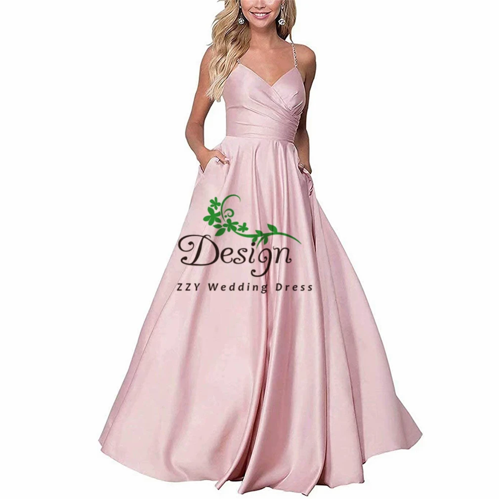 

Vestidos De Festa Vestidos De Madrina cortos Spaghetti Straps Backless Lace-Up Full-Length Prom Evening Evening Party Dresses
