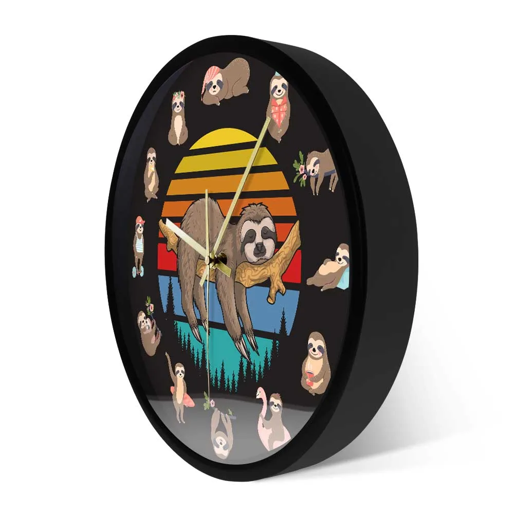 

Hanging Lazzy Sloth Decorative Silent Quartz Clock Laziness Idleness Jungle Animals Wall Art Clock Baby Nursery Tropical Decor