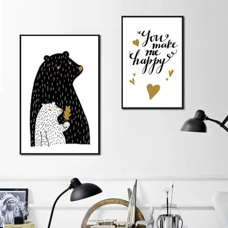 

Nordic Simple Light And Elegant English Animal Bear Cafe Children's Room Living Room Crystal Porcelain Decorative Painting