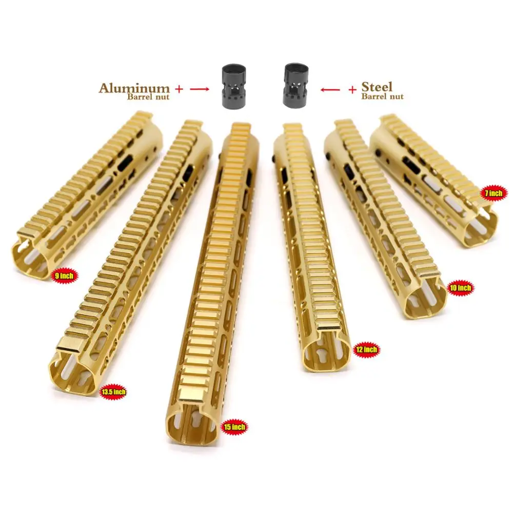 

TriRock 7"9"10"12"13.5"15" inch Free Float Keymod Handguard Picatinny Rail Hunting Tactical Scope Mount System_Local Gold