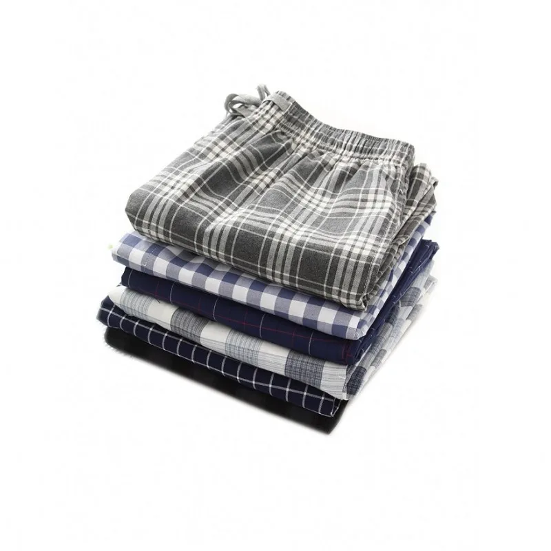 Весна-осень мужские высококачественные штаны для сна из 100% хлопка брюки