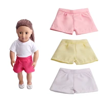 18 inch american doll girls clothes short sleeve suit pink shorts newborn baby toys accessories fit 40 43 cm boy dolls c66