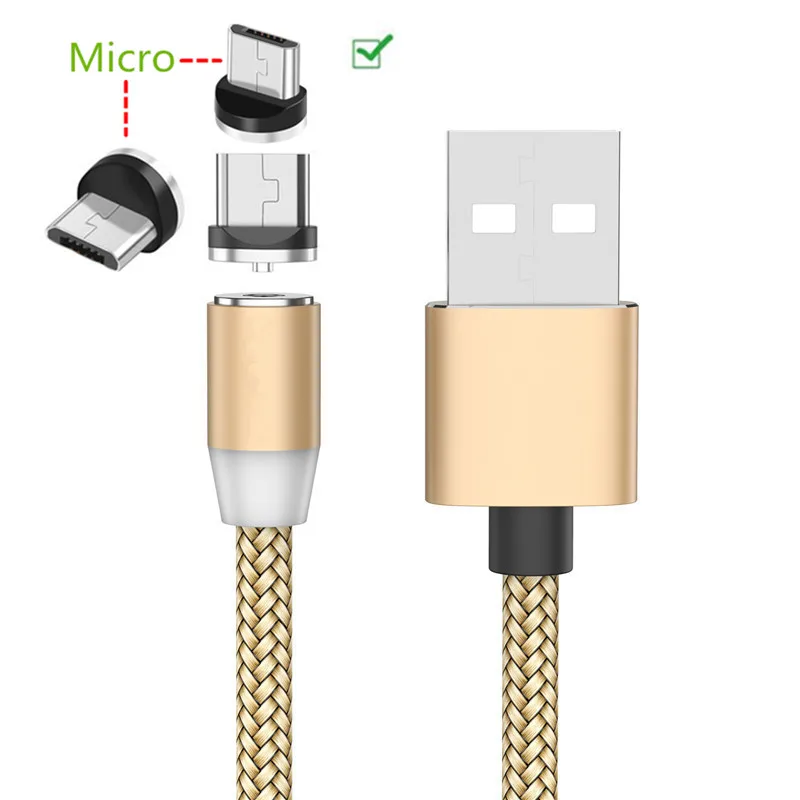 Для samsung A10 huawei Honor 6A Xiaomi Redmi 5 Meizu sony Asus LG usb ЗУ для мобильного телефона 5V 2A Магнитный Micro usb кабель для зарядки - Тип штекера: Only Gold 1M Cable