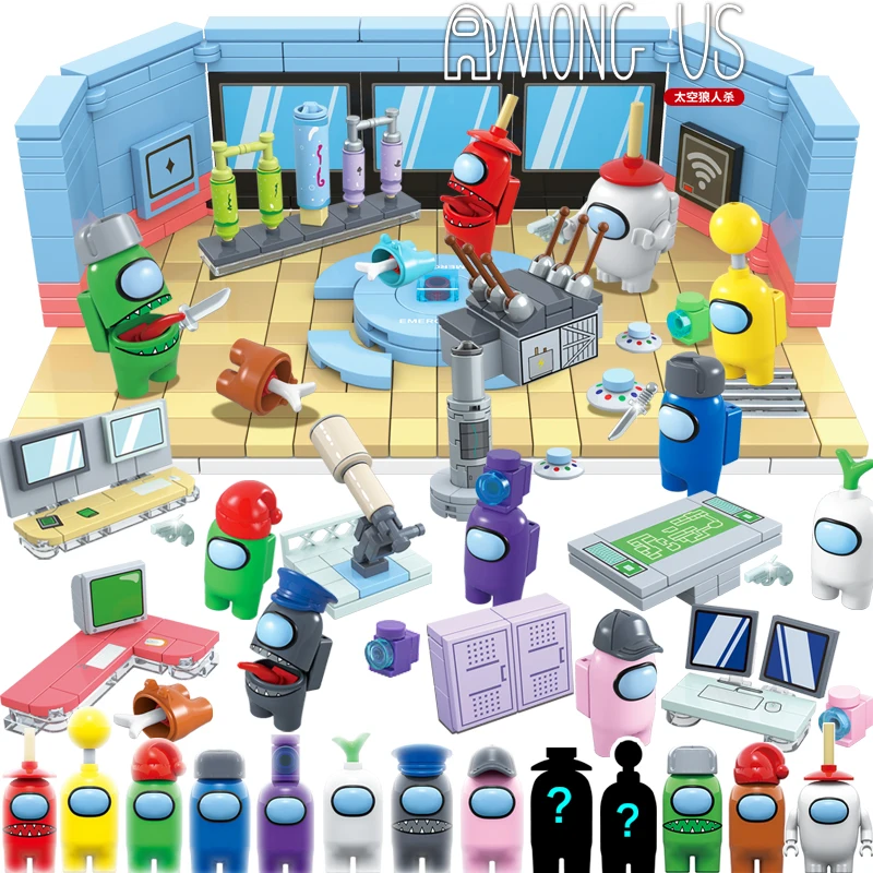 

2021 NEW Among Us Action Figures Game Model Building Blocks Steam Space Impostor Crewmates Mini Bricks Toys For Children Gifts