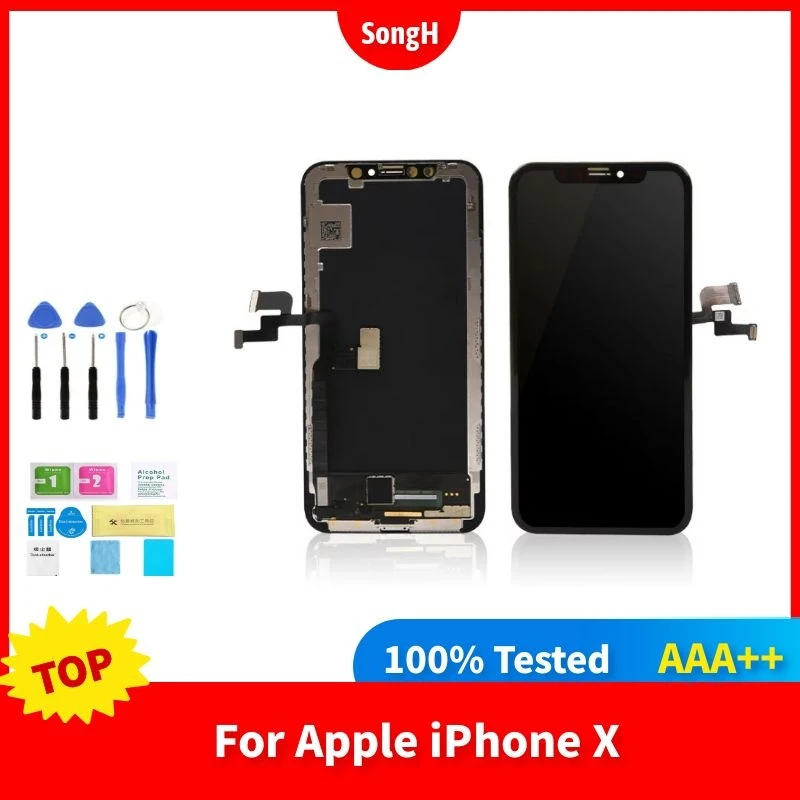 

AAAA +++ 100% новый дисплей для iPhone X, экран для iPhone X, 100% протестирован, хорошее 3D касание