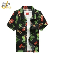men hawaiian beach shirts mens casual streetwear summer holiday shirts streetwear loose plus size short sleeve shirt chemise
