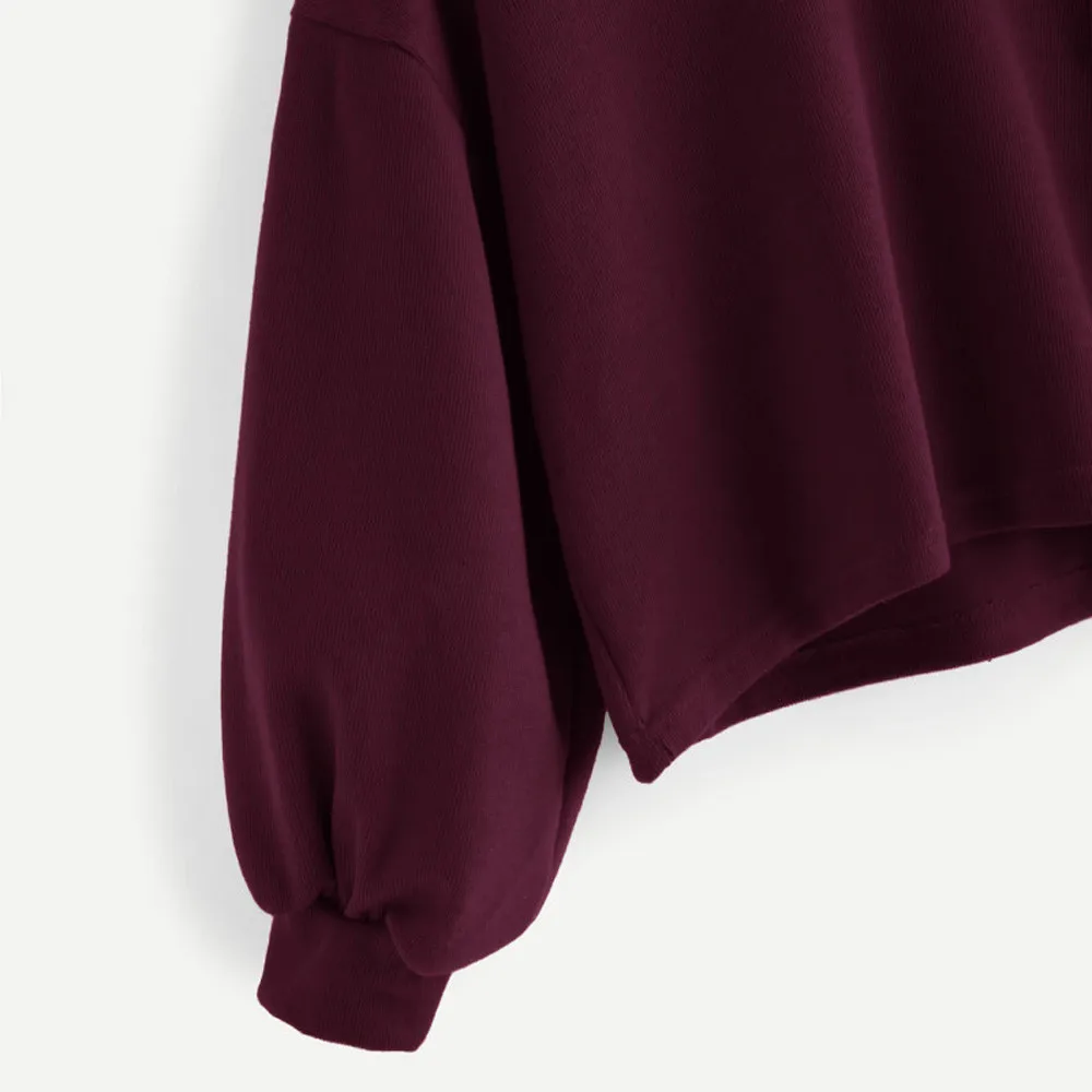 Свитшот женский с капюшоном и рукавами-фонариками осень 2019 | Женская одежда