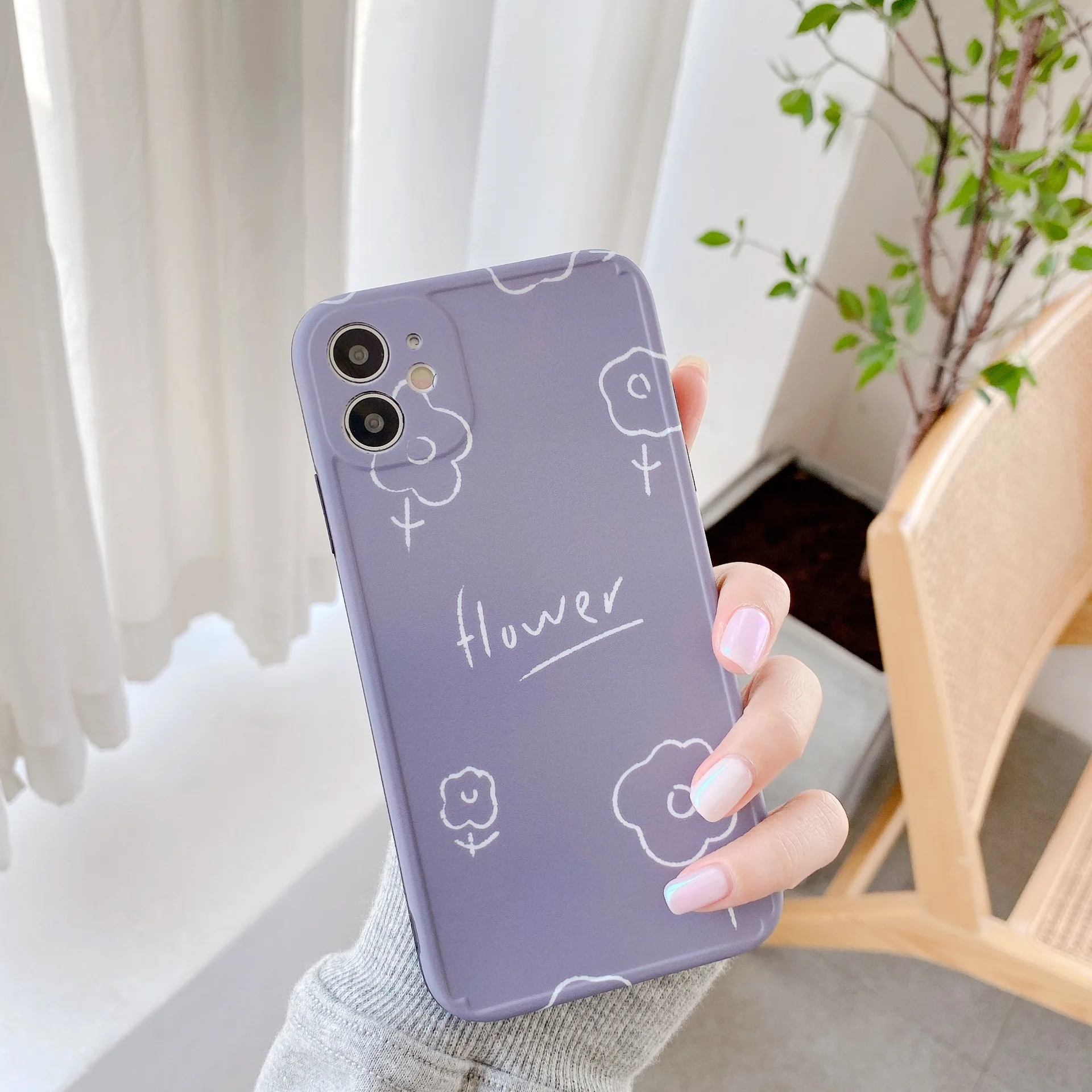 

Korean fashion Retro Flowers abstract line art cute Phone Case For iPhone 11 Pro Max Xr Xs Max X 7 8 7 Plus case silicone cover