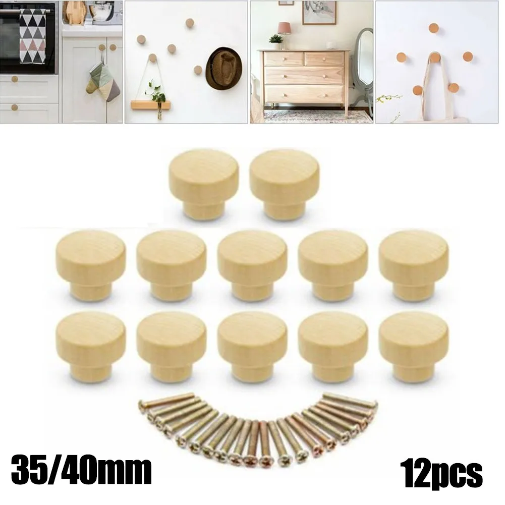 

12Pcs Handmade Furniture Wooden Handle Drawer Cabinet Closet Cupboard Door Pull Knob Ins Style Home Decoration Storage Hook