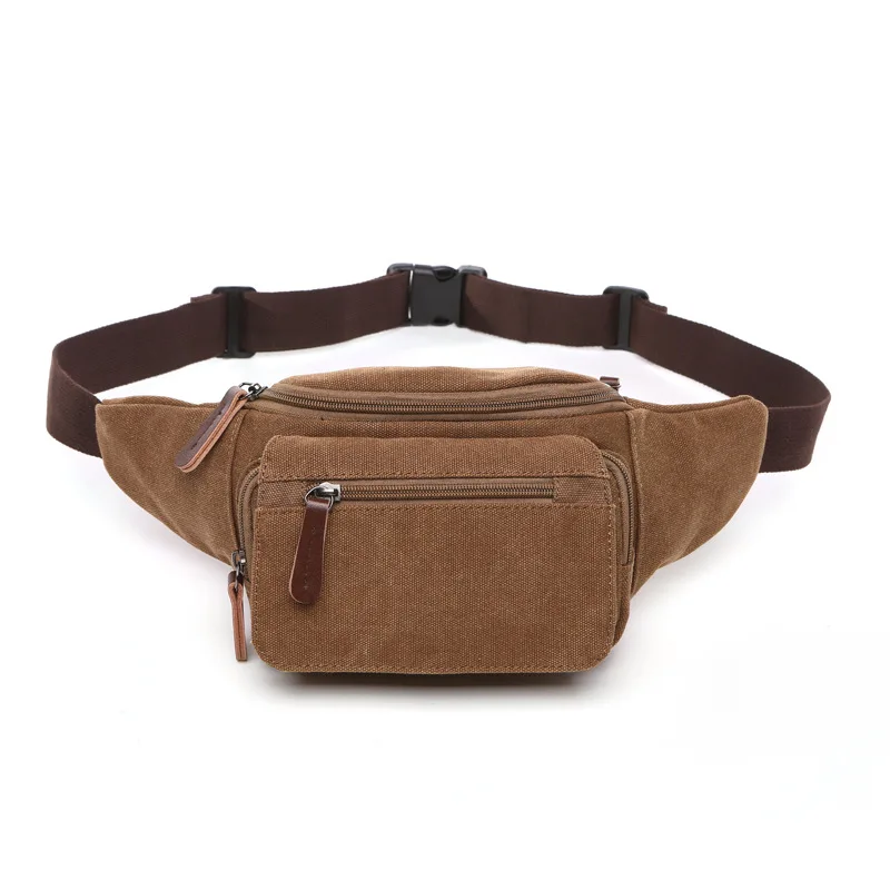 

Casual canvas waist bag men's outdoor sports convenient waist bag riding messenger bag compartment cell phone waist bag