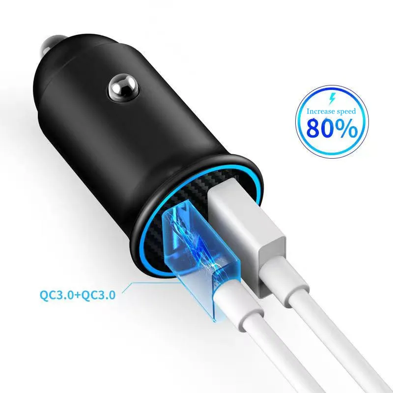 60w car charger usb type c dual ports pd qc fast charging car cigarette lighter for iphone xiaomi samsung type c mobile phone free global shipping