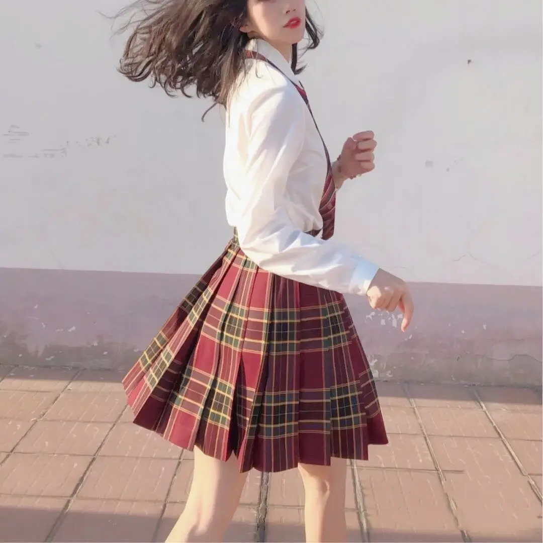 

A student uniform shirt pleated skirt JK uniform Japanese preppy new style japanese uniform school girl uniform