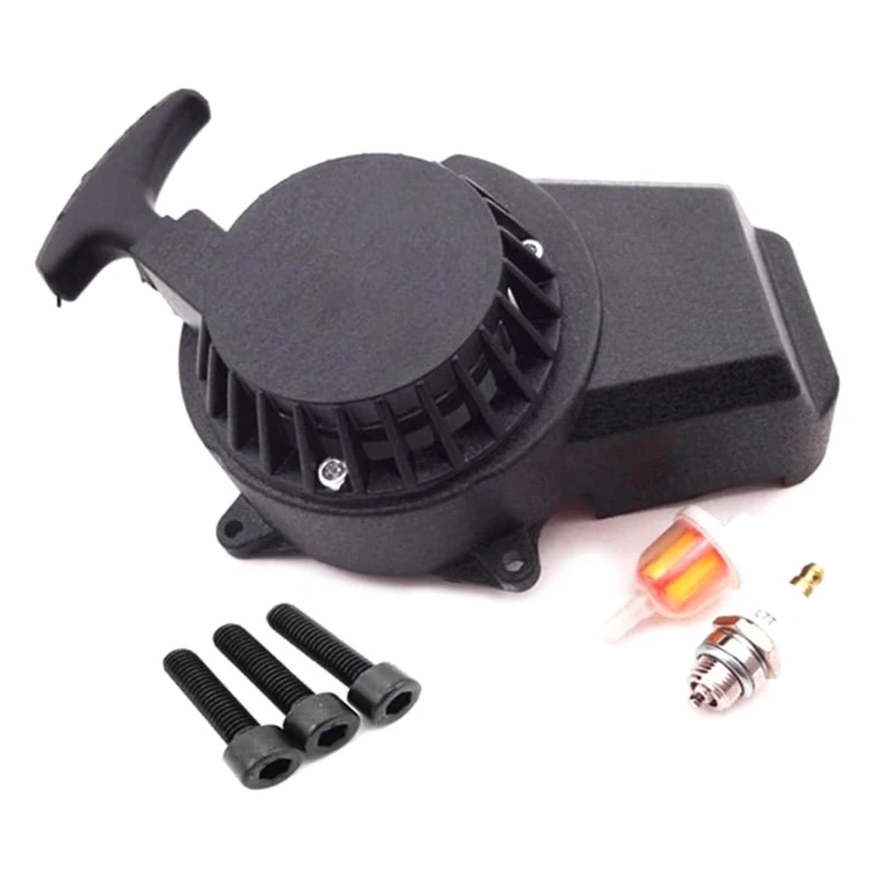 

L38A Easy to Install Suitable for 47cc 49cc Engine Parts 6- Piece Mini Motorcycle Dirt Pocket Suit Recoil Starter SetBlack