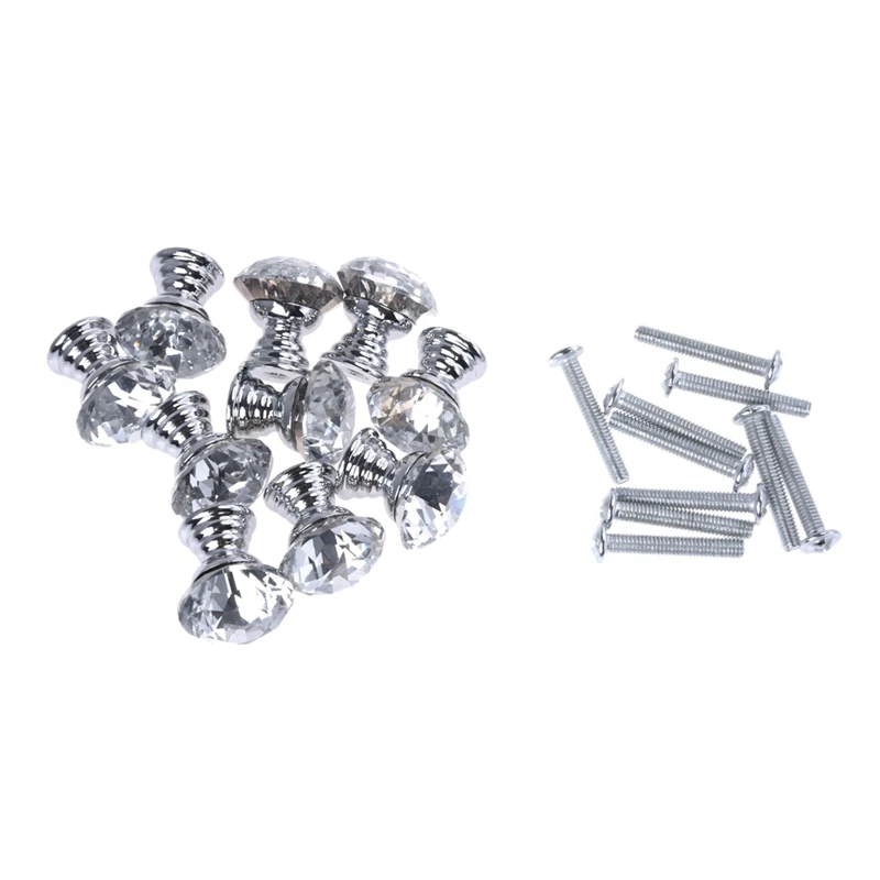 10 шт. 20 мм Кристальное стекло прозрачная ручка для шкафа выдвижная кухонный