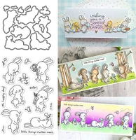 stamp and cutting dies set for diy craft scrapbooking card making friends greetings happy rabbit