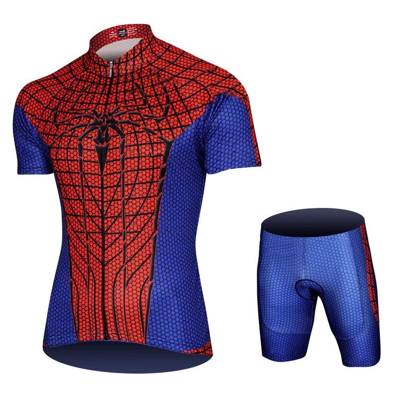 Red Shorts Set Marvel adventures велосипедные комплекты Человек-паук Велоспорт Джерси Набор Pro велосипедная одежда комплект велосипедный короткий Джерси+ нагрудник короткий набор XS-5XL - Цвет: Red Shorts Set