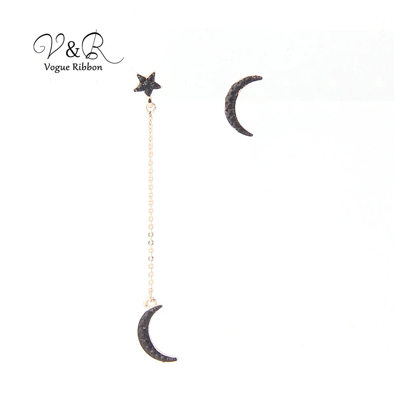 Серьги гвоздики в виде Луны звезды и Луны|Серьги-гвоздики| |