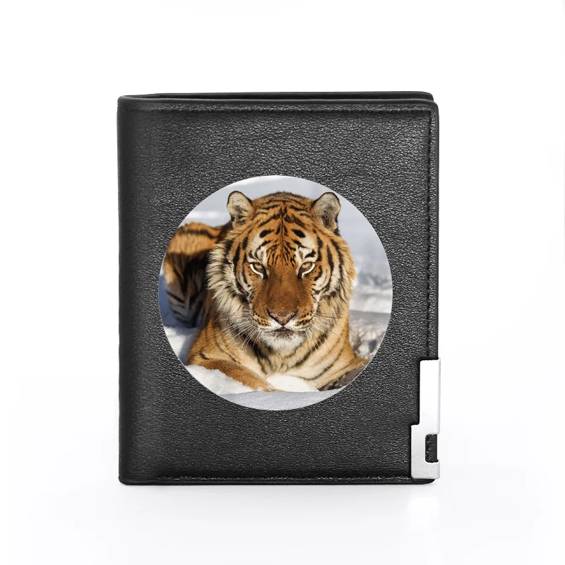 

Animal Tiger Design Leather Wallet Classic Men Women Billfold Slim Credit Card/ID Holders Money Bag Male Short Purses