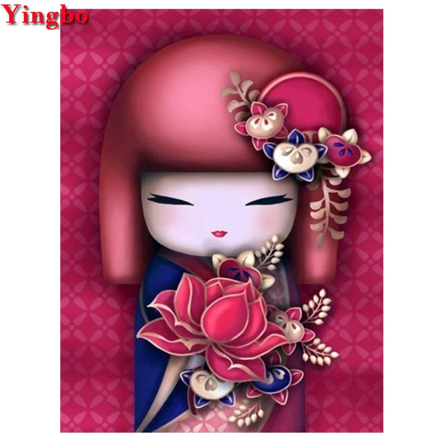 

Japanese Doll Diamond Painting Full Square Diamond Embroidery Cartoon Rhinestones Pictures DIY Diamond Mosaic cross stitch