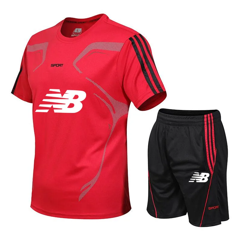 

2021 Summer T-shirt Sports Male Tracksuit Clothing Summer Men Set Fitness Suit Suits Short Sleeve T Shirt Shorts Quick Drying